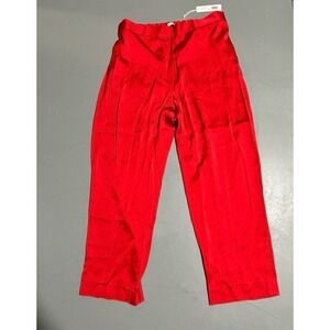 NWT Rebecca Taylor Red Satin Cigarette Pants Size 14‎